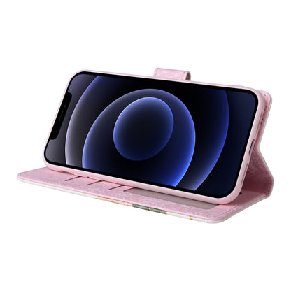 iPhone 12 mini Luxury Bronzing Leather Case - Floral RFID Wallet Cover with Stand & Card Slots