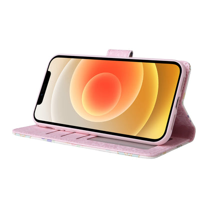 iPhone 12/12 Pro Luxury Bronzing Leather Case - Floral RFID Wallet Cover with Stand & Card Slots