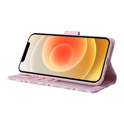 iPhone 12/12 Pro Luxury Bronzing Leather Case - Floral RFID Wallet Cover with Stand & Card Slots