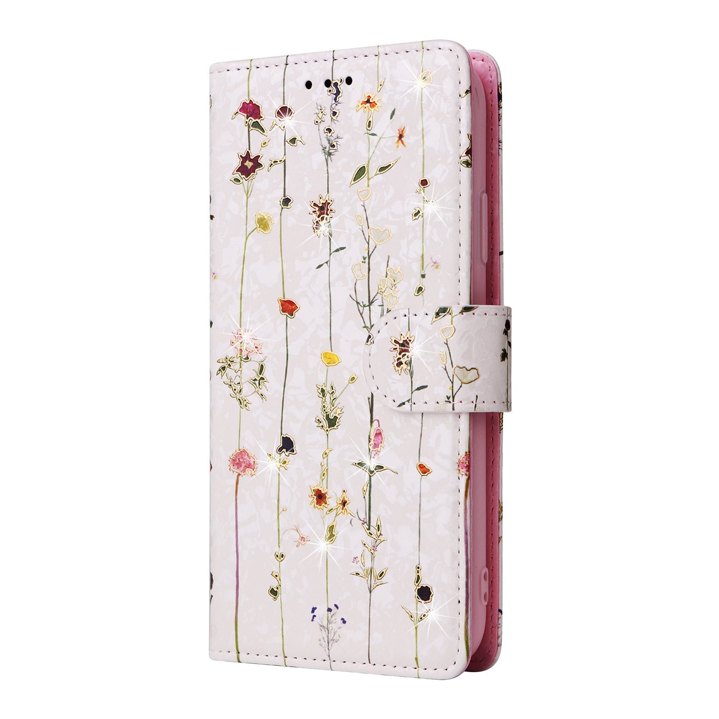 iPhone 11 Luxury Bronzing Leather Case - Floral RFID Wallet Cover with Stand & Card Slots