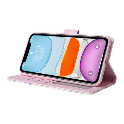 iPhone 11 Luxury Bronzing Leather Case - Floral RFID Wallet Cover with Stand & Card Slots