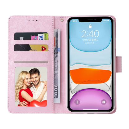 iPhone 11 Luxury Bronzing Leather Case - Floral RFID Wallet Cover with Stand & Card Slots