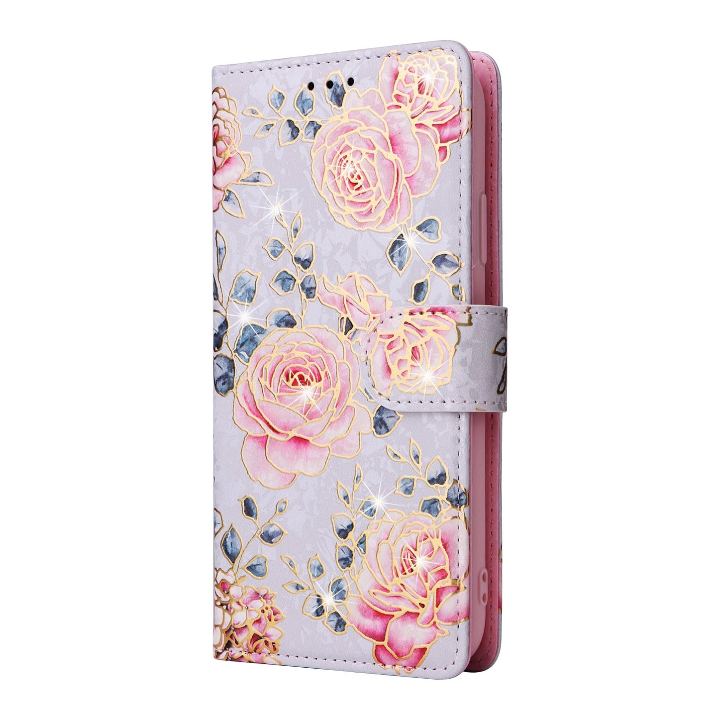 iPhone 11 Pro Luxury Bronzing Leather Case - Floral RFID Wallet Cover with Stand & Card Slots