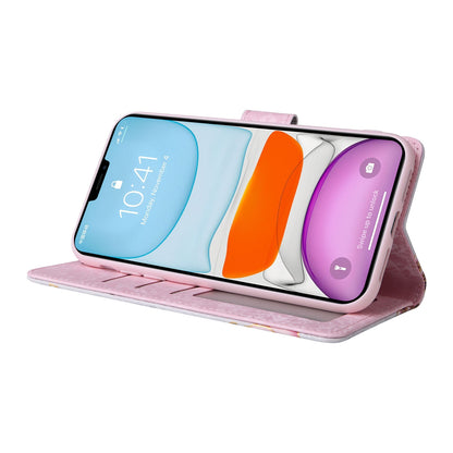 iPhone 11 Pro Luxury Bronzing Leather Case - Floral RFID Wallet Cover with Stand & Card Slots