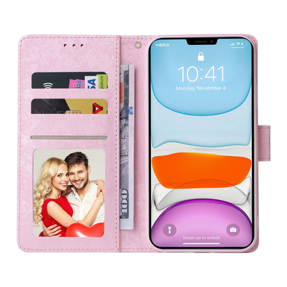 iPhone 11 Pro Luxury Bronzing Leather Case - Floral RFID Wallet Cover with Stand & Card Slots