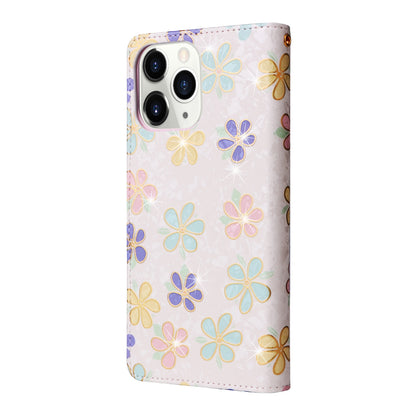 iPhone 11 Pro Max Luxury Bronzing Leather Case - Floral RFID Wallet Cover with Stand & Card Slots