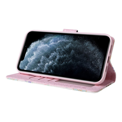 iPhone 11 Pro Max Luxury Bronzing Leather Case - Floral RFID Wallet Cover with Stand & Card Slots