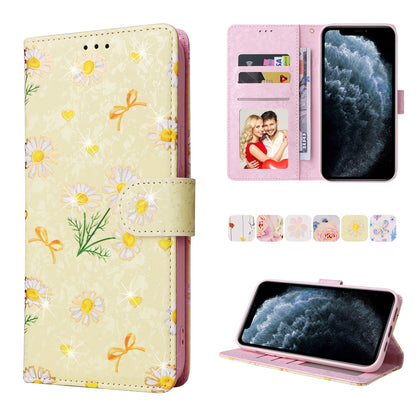 iPhone 11 Pro Max Luxury Bronzing Leather Case - Floral RFID Wallet Cover with Stand & Card Slots