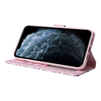 iPhone 11 Pro Max Luxury Bronzing Leather Case - Floral RFID Wallet Cover with Stand & Card Slots