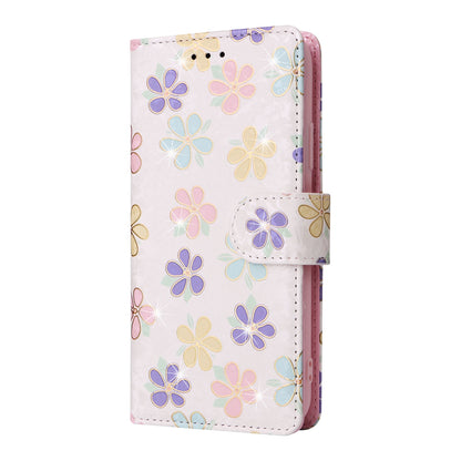 iPhone XS Max Luxury Bronzing Leather Case - Floral RFID Wallet Cover with Stand & Card Slots