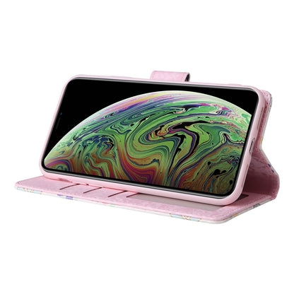 iPhone XS Max Luxury Bronzing Leather Case - Floral RFID Wallet Cover with Stand & Card Slots