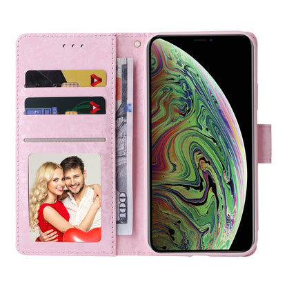 iPhone XS Max Luxury Bronzing Leather Case - Floral RFID Wallet Cover with Stand & Card Slots