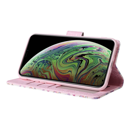 iPhone XS Max Luxury Bronzing Leather Case - Floral RFID Wallet Cover with Stand & Card Slots