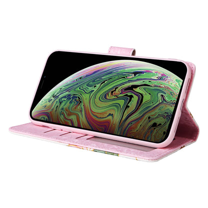 iPhone XS Max Luxury Bronzing Leather Case - Floral RFID Wallet Cover with Stand & Card Slots