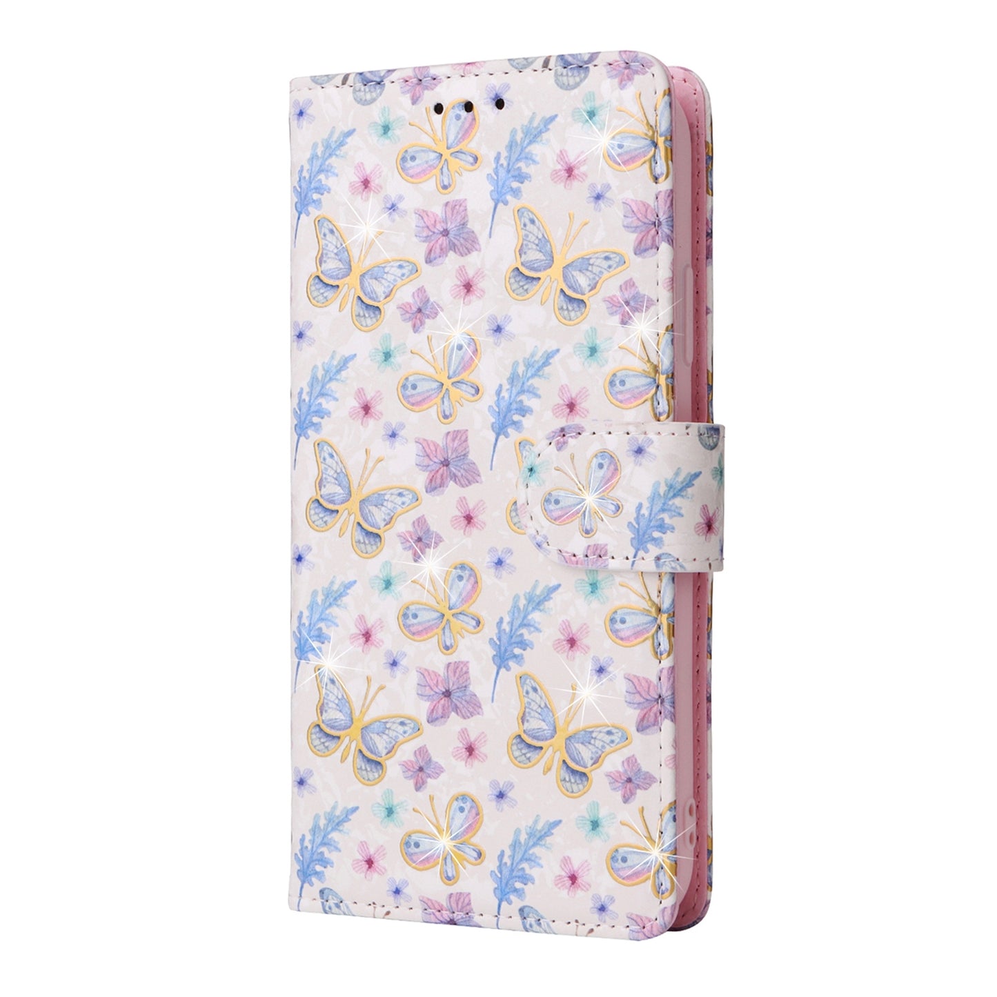 iPhone XR Luxury Bronzing Leather Case - Floral RFID Wallet Cover with Stand & Card Slots