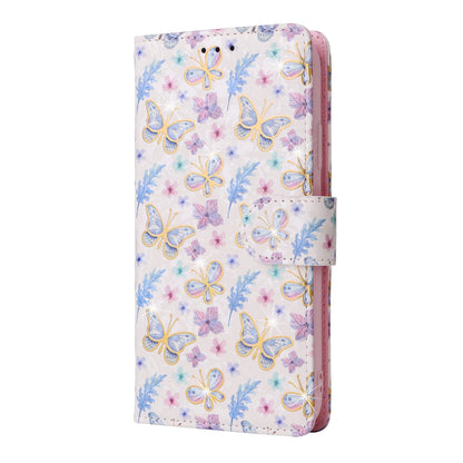 iPhone XR Luxury Bronzing Leather Case - Floral RFID Wallet Cover with Stand & Card Slots