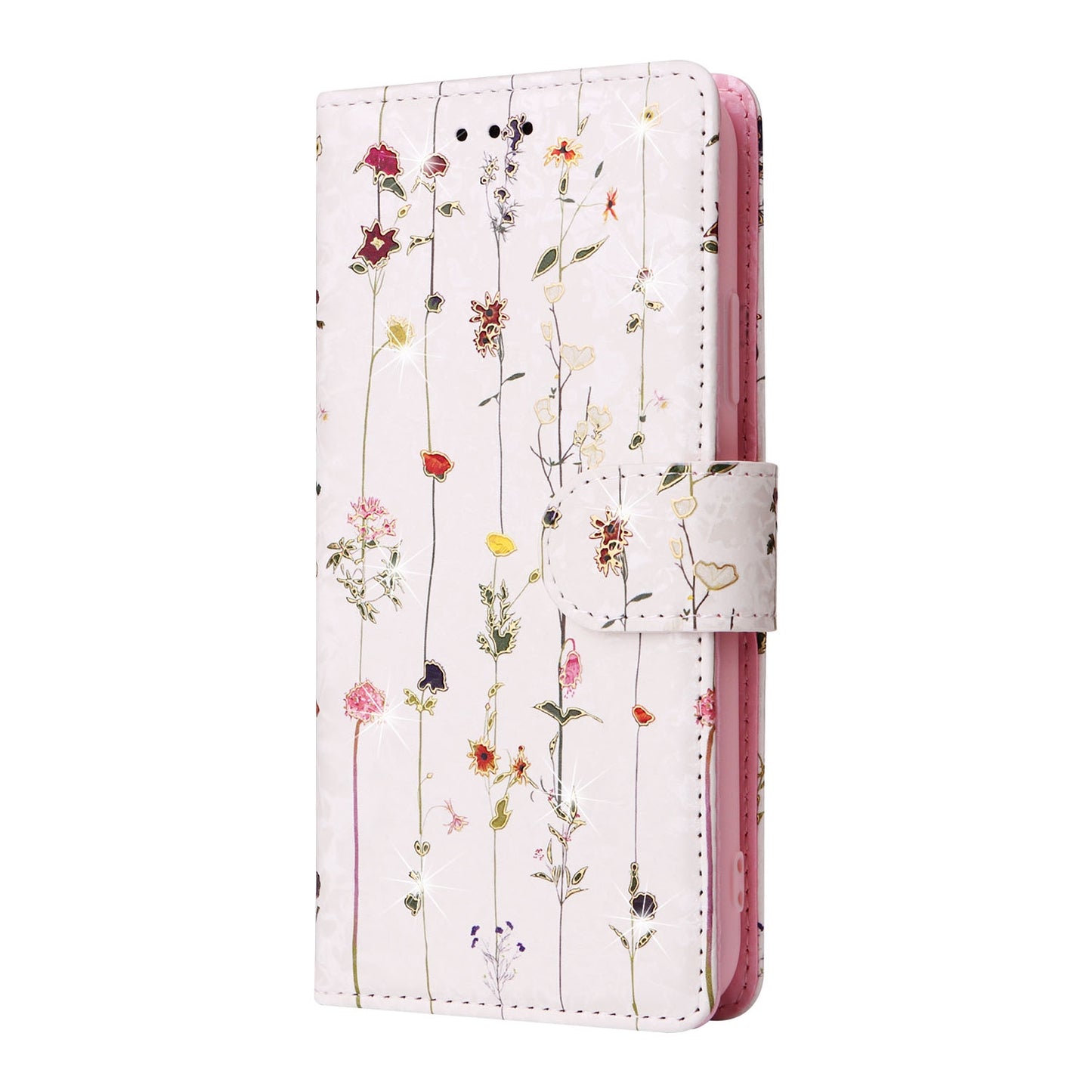 iPhone X/XS Luxury Bronzing Leather Case - Floral RFID Wallet Cover with Stand & Card Slots