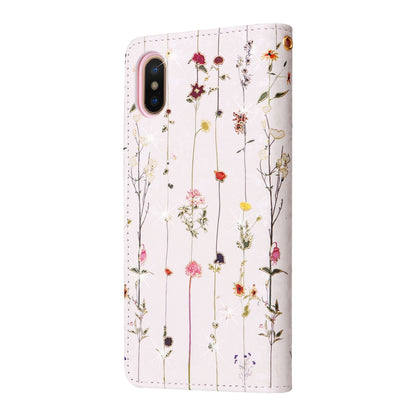 iPhone X/XS Luxury Bronzing Leather Case - Floral RFID Wallet Cover with Stand & Card Slots