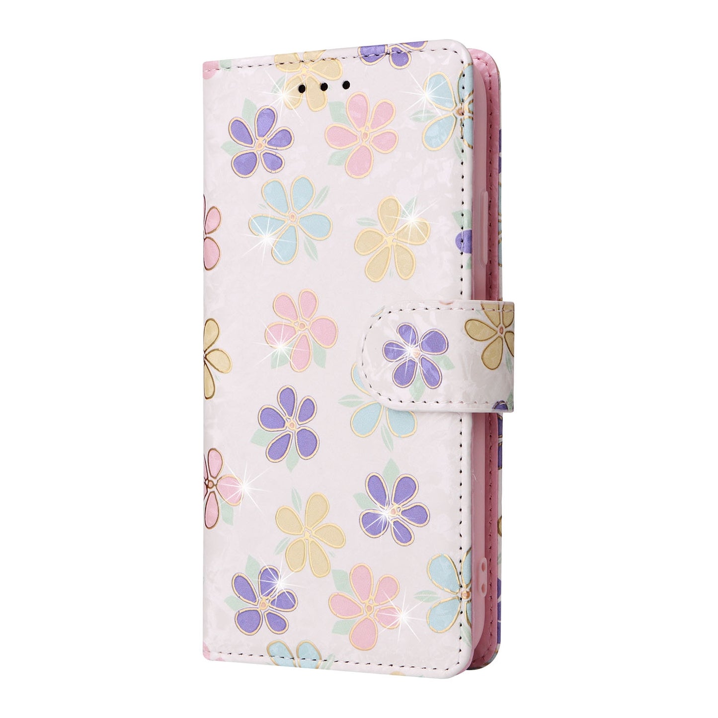iPhone X/XS Luxury Bronzing Leather Case - Floral RFID Wallet Cover with Stand & Card Slots