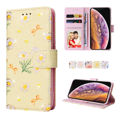 iPhone X/XS Luxury Bronzing Leather Case - Floral RFID Wallet Cover with Stand & Card Slots