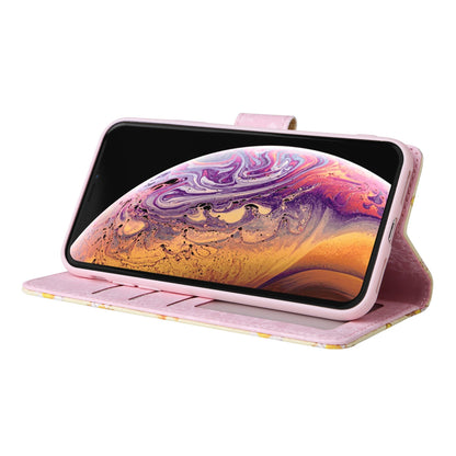 iPhone X/XS Luxury Bronzing Leather Case - Floral RFID Wallet Cover with Stand & Card Slots