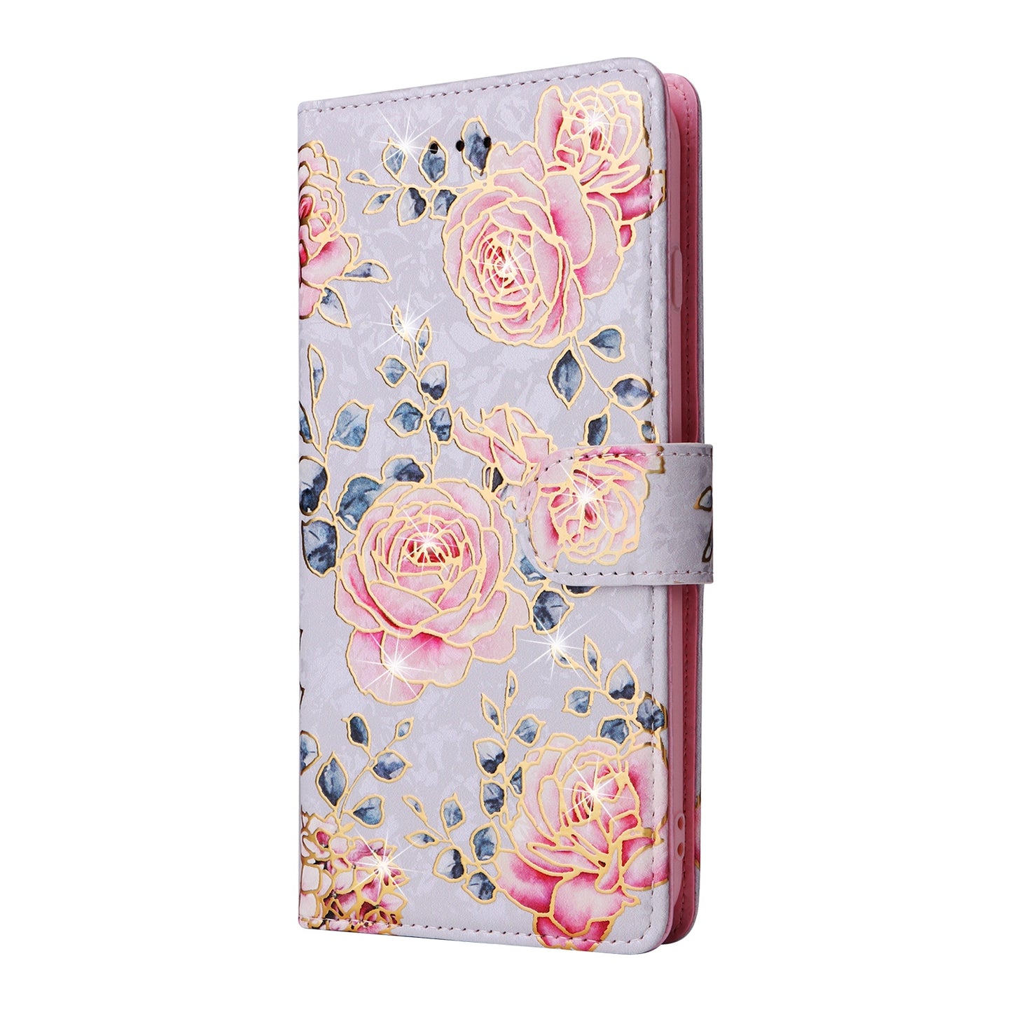 iPhone 7 Plus/8 Plus Luxury Bronzing Leather Case - Floral RFID Wallet Cover with Stand & Card Slots