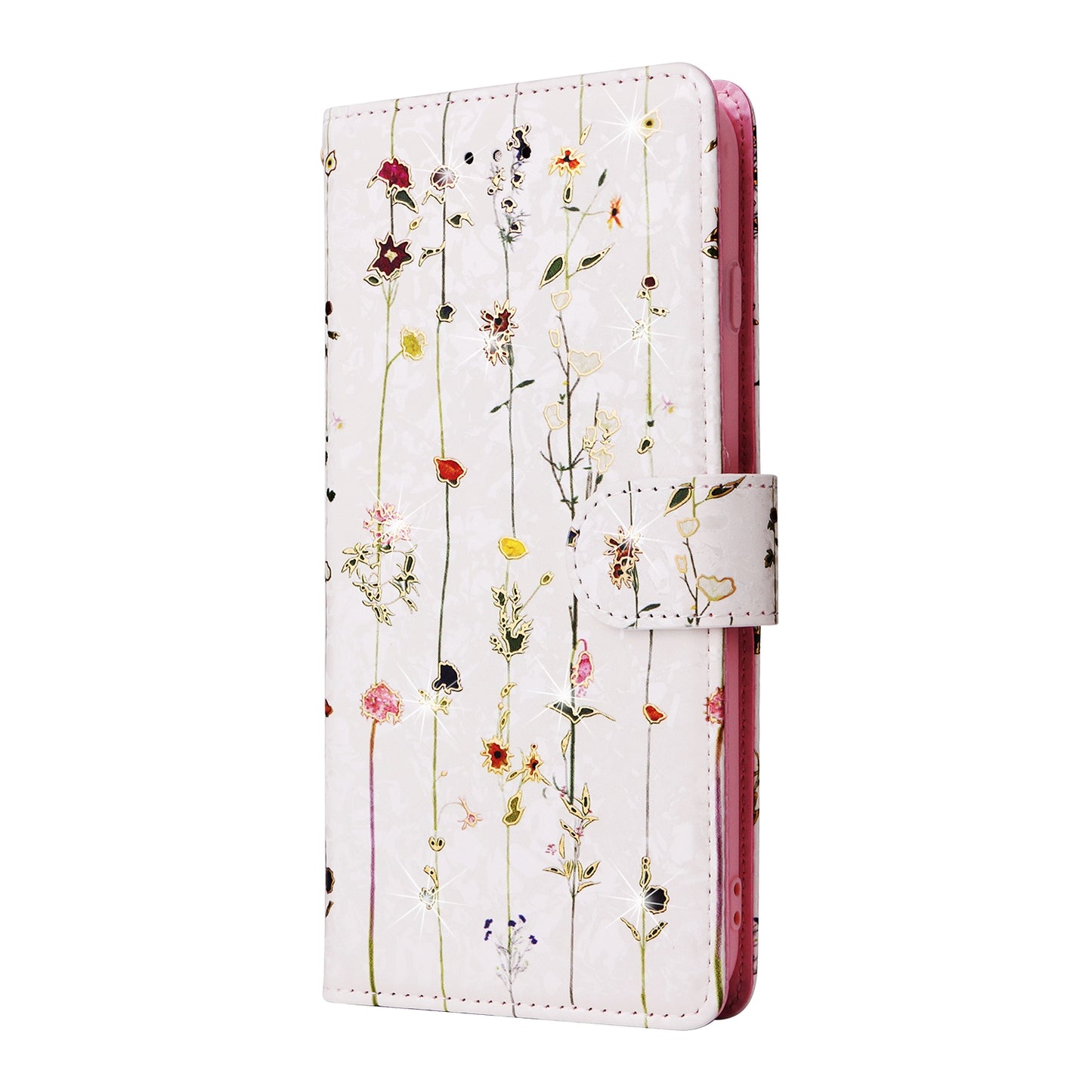 iPhone 7 Plus/8 Plus Luxury Bronzing Leather Case - Floral RFID Wallet Cover with Stand & Card Slots