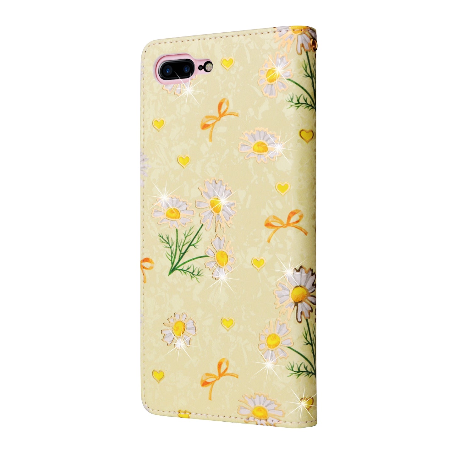 iPhone 7 Plus/8 Plus Luxury Bronzing Leather Case - Floral RFID Wallet Cover with Stand & Card Slots