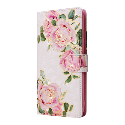 iPhone 7 Plus/8 Plus Luxury Bronzing Leather Case - Floral RFID Wallet Cover with Stand & Card Slots