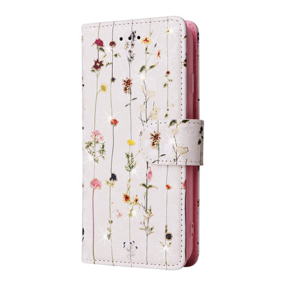 iPhone 7/8 Luxury Bronzing Leather Case - Floral RFID Wallet Cover with Stand & Card Slots