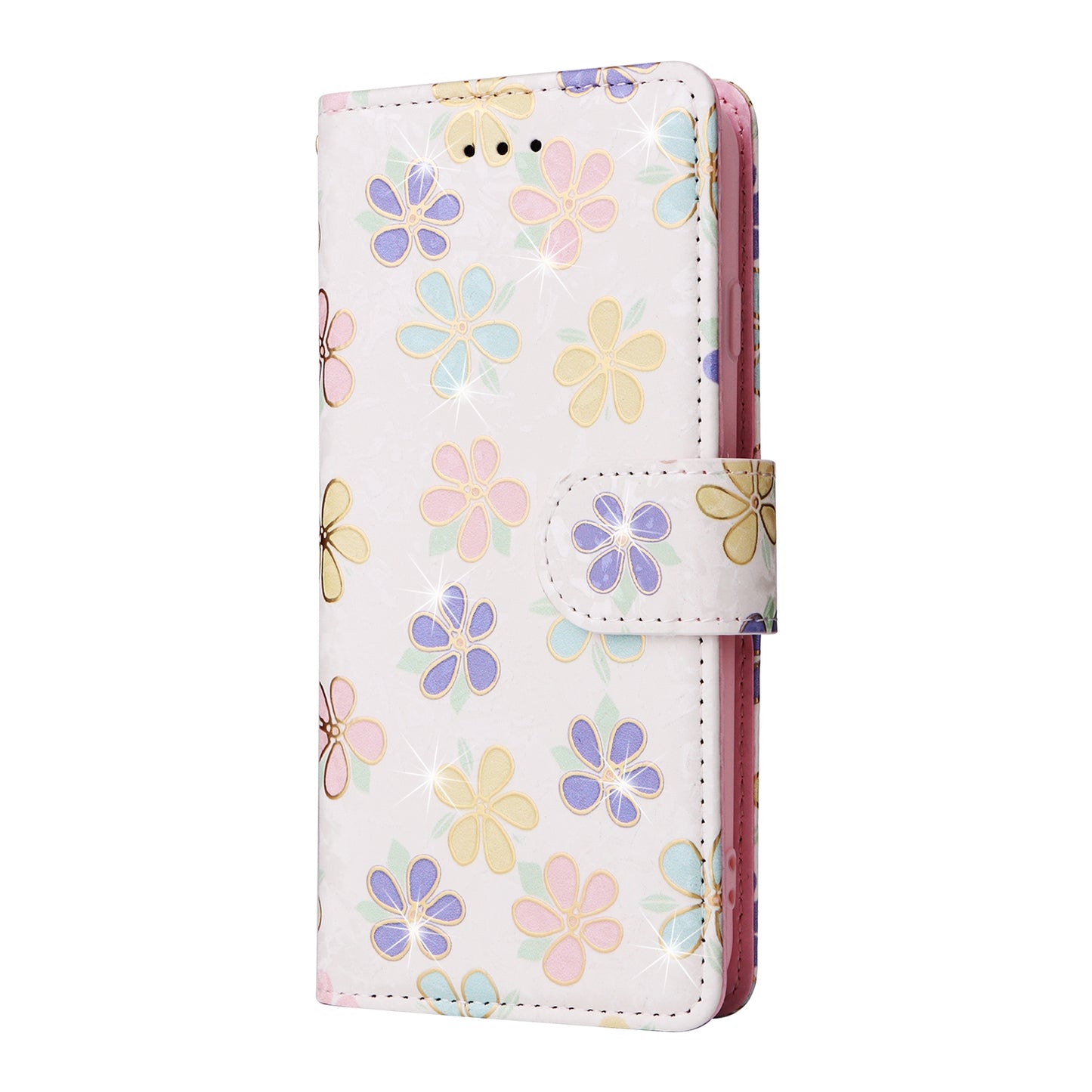 iPhone 7/8 Luxury Bronzing Leather Case - Floral RFID Wallet Cover with Stand & Card Slots