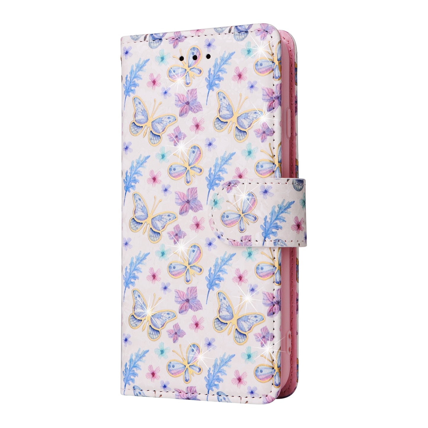 iPhone SE 2022/SE 2020 Luxury Bronzing Leather Case - Floral RFID Wallet Cover with Stand & Card Slots