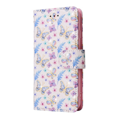 iPhone SE 2022/SE 2020 Luxury Bronzing Leather Case - Floral RFID Wallet Cover with Stand & Card Slots