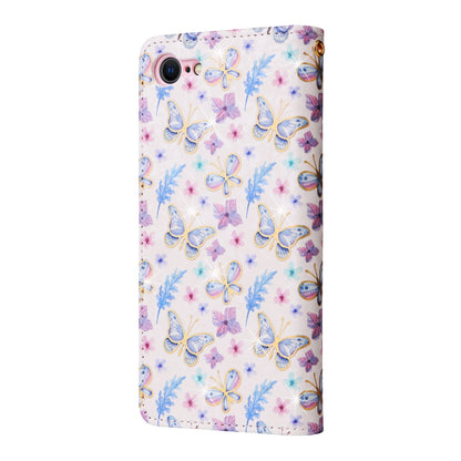 iPhone 7/8 Luxury Bronzing Leather Case - Floral RFID Wallet Cover with Stand & Card Slots