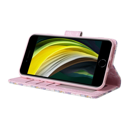 iPhone 7/8 Luxury Bronzing Leather Case - Floral RFID Wallet Cover with Stand & Card Slots