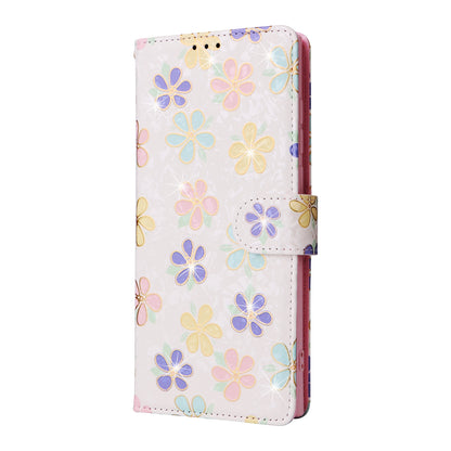 Samsung Galaxy S22 Ultra Luxury Bronzing Leather Case - Floral RFID Wallet Cover with Stand & Card Slots
