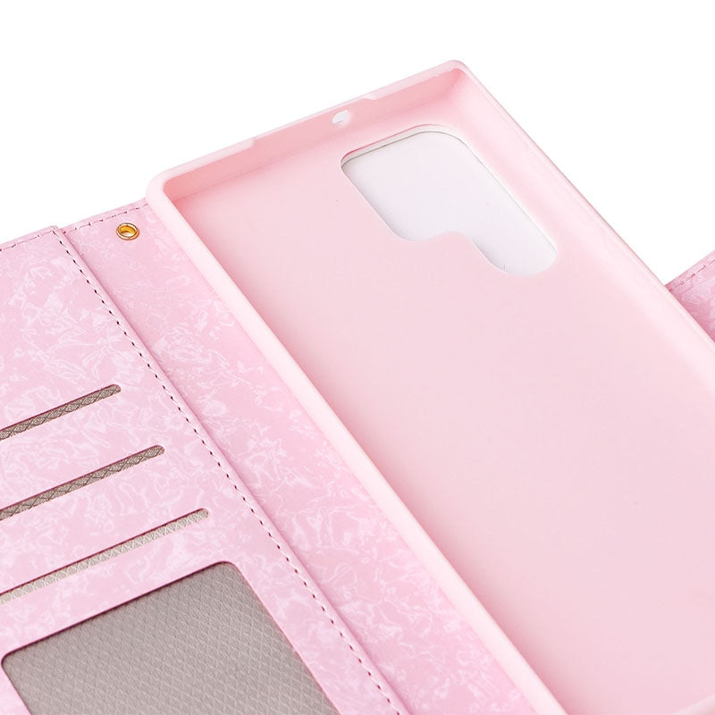 Samsung Galaxy S22 Ultra Luxury Bronzing Leather Case - Floral RFID Wallet Cover with Stand & Card Slots