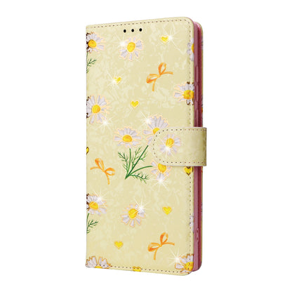 Samsung Galaxy S22 Ultra Luxury Bronzing Leather Case - Floral RFID Wallet Cover with Stand & Card Slots