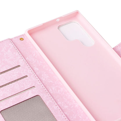 Samsung Galaxy S22 Ultra Luxury Bronzing Leather Case - Floral RFID Wallet Cover with Stand & Card Slots