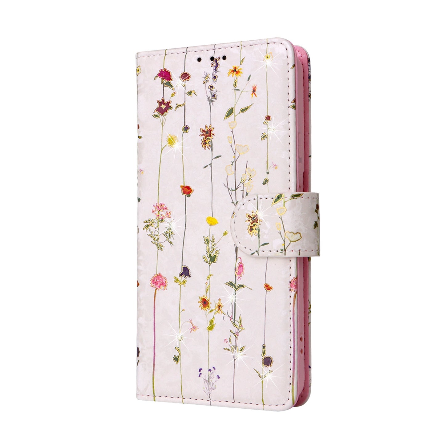 Samsung Galaxy S22 Plus Luxury Bronzing Leather Case - Floral RFID Wallet Cover with Stand & Card Slots