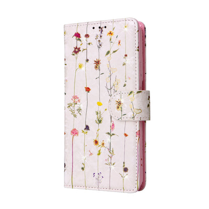 Samsung Galaxy S22 Plus Luxury Bronzing Leather Case - Floral RFID Wallet Cover with Stand & Card Slots