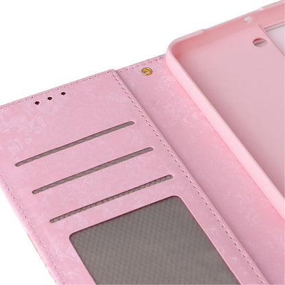 Samsung Galaxy S22 Plus Luxury Bronzing Leather Case - Floral RFID Wallet Cover with Stand & Card Slots