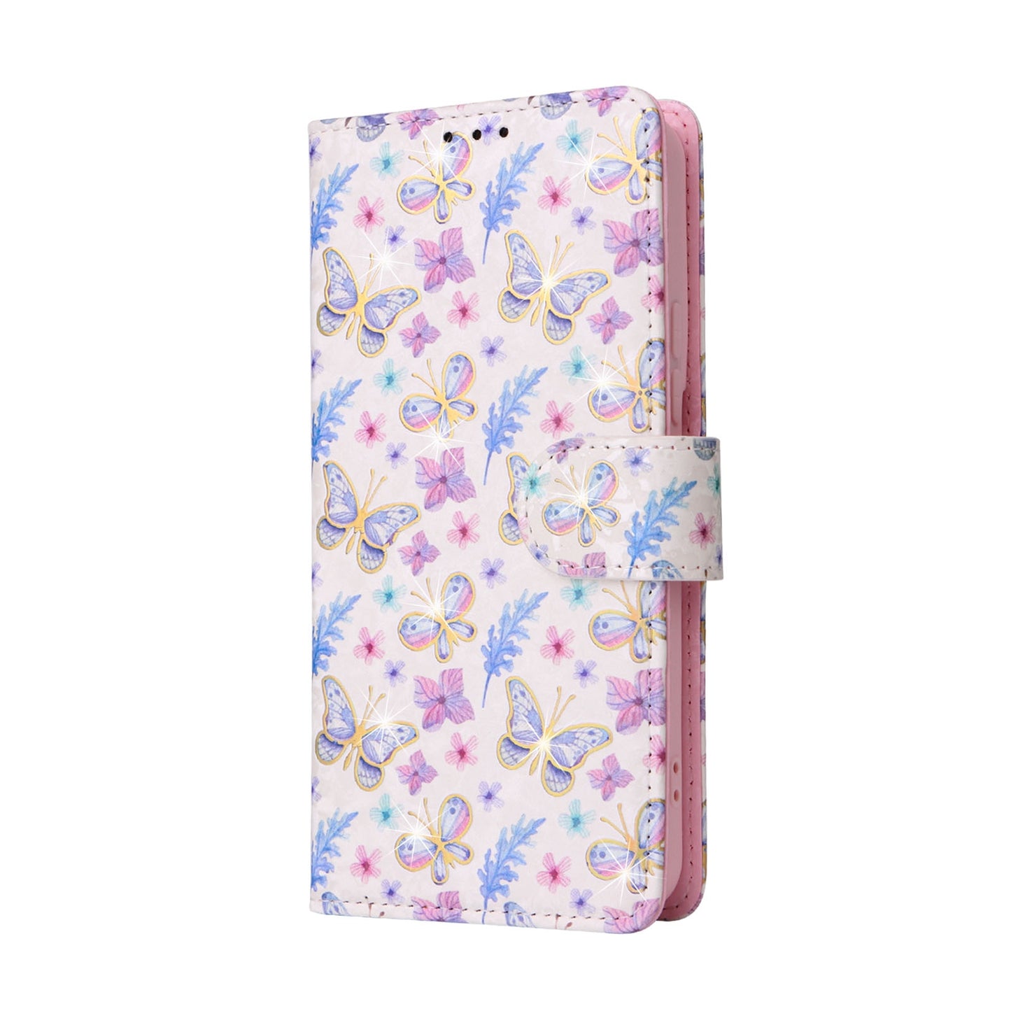 Samsung Galaxy S22 Plus Luxury Bronzing Leather Case - Floral RFID Wallet Cover with Stand & Card Slots