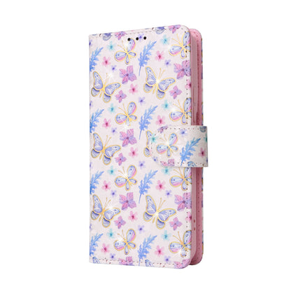 Samsung Galaxy S22 Plus Luxury Bronzing Leather Case - Floral RFID Wallet Cover with Stand & Card Slots