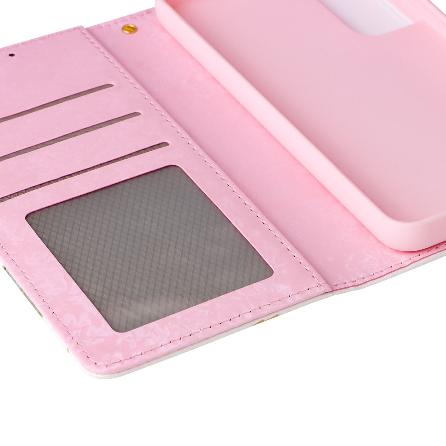 Samsung Galaxy S22 Luxury Bronzing Leather Case - Floral RFID Wallet Cover with Stand & Card Slots