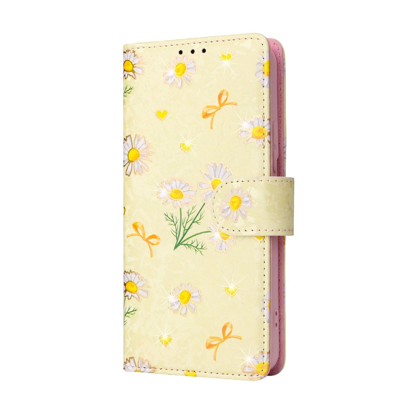 Samsung Galaxy S22 Luxury Bronzing Leather Case - Floral RFID Wallet Cover with Stand & Card Slots
