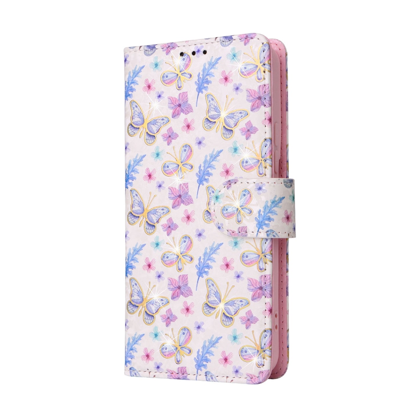 Samsung Galaxy S22 Luxury Bronzing Leather Case - Floral RFID Wallet Cover with Stand & Card Slots