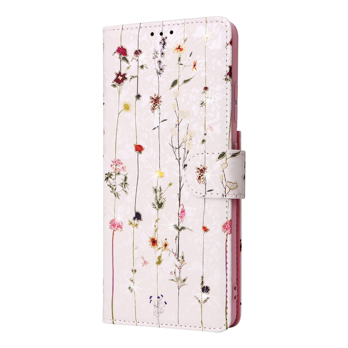 Samsung Galaxy S21 Ultra Luxury Bronzing Leather Case - Floral RFID Wallet Cover with Stand & Card Slots