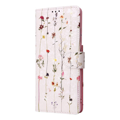 Samsung Galaxy S21 Ultra Luxury Bronzing Leather Case - Floral RFID Wallet Cover with Stand & Card Slots