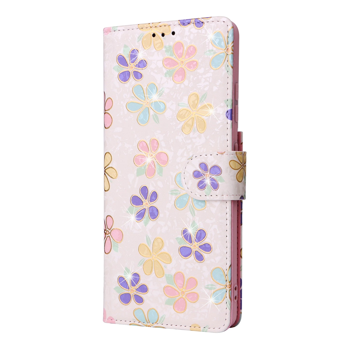 Samsung Galaxy S21 Ultra Luxury Bronzing Leather Case - Floral RFID Wallet Cover with Stand & Card Slots